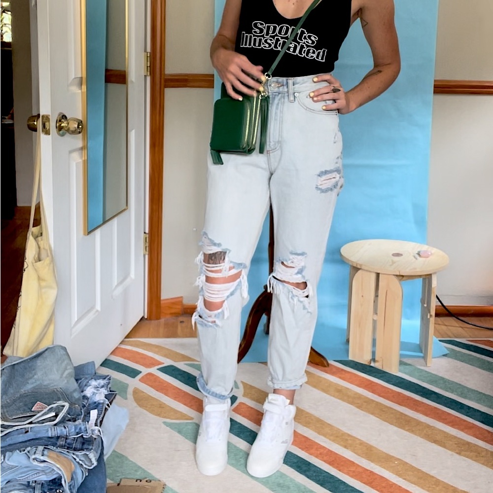 White Fox High Waist Dostressed 100% Cotton Denim Jeans